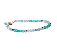 Bracelet en aigue-marine et amazonite, perles rondes à facettes de 3,5 mm, fermoir plaqué or de 17,8 cm, pour hommes et femmes | LK_STACK_06934