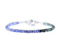 Bracelet en aigue-marine mousse et tanzanite, perles facettées de 3 mm, taille ronde, fermoir plaqué argent réglable de 17,8 cm, pour hommes et femmes | LK_STACK_08230