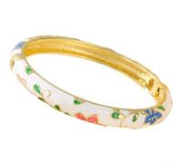 Bracelet en alliage léger avec fleur en émail orange clair (blanc)