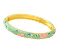 Bracelet en alliage léger avec fleur en émail orange clair (vert)