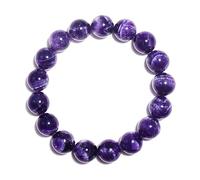 Bracelet en améthyste 10 mm pour homme | Cristal naturel du troisième œil et du chakra de la couronne | Convient aux poignets d'environ 19 cm