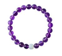 Bracelet en améthyste Aisamco avec jade Hetian, Bracelet de perles extensibles de 6 mm, extensible en pierres précieuses rondes Cadeau pour les femmes