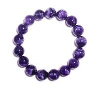 Bracelet en améthyste de 14 mm pour homme | Cristal naturel du troisième œil et du chakra de la couronne | Convient pour un poignet d'environ 19 cm | Cadeau spirituel de guérison émotionnelle pour
