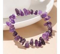 Bracelet en Améthyste Naturelle, Cristal de Forme Asymétrique Incrusté de Petits Cristaux Blancs, Conçu pour la Bonne Humeur et le Soulagement de l'Anxiété, Style Polyvalent, Design pour Couple, Cadea