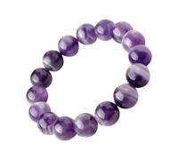 Bracelet en améthyste pour femme - Bracelet élastique en perles de véritable de 8 mm - Convient pour la méditation, la relaxation, l'anniversaire, la célébration, les tenues décontractées