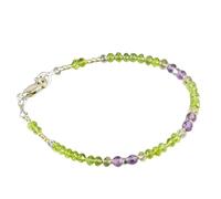 Bracelet en améthyste rose, péridot et quartz citron, perles facettées de 3 à 3,5 mm, fermoir plaqué argent de 17,8 cm, pour hommes et femmes | LK_STACK_08373