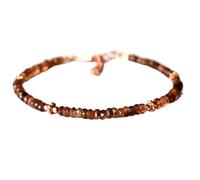 Bracelet en andalousite de 3,5 mm, perles facettées, taille ronde, 17,8 cm, réglable, plaqué or rose, pour hommes et femmes | LK_STACK_00500