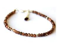 Bracelet en andalousite de 3,5 mm, perles rondes à facettes, fermoir plaqué argent réglable de 17,8 cm, pour hommes et femmes | LK_STACK_00507