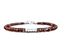 Bracelet en andalousite de 3 à 3,5 mm, perles rondes lisses, fermoir plaqué argent, 17,8 cm, pour hommes et femmes | LK_STACK_00503