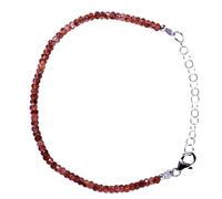 Bracelet en andalousite de 3 mm, perles à facettes, forme rondelle, 17,8 cm, fermoir réglable plaqué argent, pour hommes et femmes | LK_STACK_00505