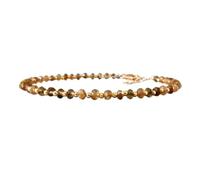 Bracelet en andalousite de 3 mm, perles rondes à facettes, fermoir plaqué or de 17,8 cm, pour hommes et femmes | LK_STACK_00508