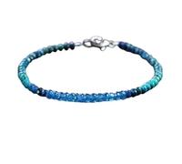 Bracelet en apatite bleu néon et chrysocolle, perles à facettes de 3 à 3,5 mm, forme rondelle, fermoir plaqué argent, 17,8 cm, pour hommes et femmes | LK_STACK_08275