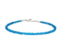 Bracelet en apatite bleu néon, perles à facettes de 2 à 2,5 mm, forme rondelle, fermoir plaqué argent, 17,8 cm, pour hommes et femmes | LK_STACK_05135