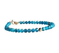 Bracelet en apatite bleu néon, perles rondes à facettes de 3 à 3,5 mm, fermoir plaqué or de 17,8 cm, pour hommes et femmes | LK_STACK_05165