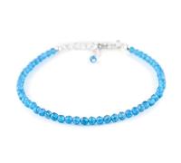 Bracelet en apatite bleu néon, perles rondes à facettes de 3 mm, fermoir plaqué argent réglable de 17,8 cm, pour hommes et femmes | LK_STACK_05166