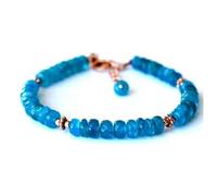 Bracelet en apatite bleu néon, perles rondes de 3,5 à 4 mm, coupe lisse, réglable, 17,8 cm, plaqué or rose, pour hommes et femmes | LK_STACK_05137