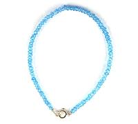 Bracelet en Apatite Bleue, 18 cm, Perles Boutons facettées de 3 X 2 mm sur câble. Fermoir Anneau Ressort en Argent 925, Fabriqué en France, un bleu fantastique