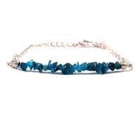 Bracelet en apatite bleue de 3 à 6 mm, perles brutes taillées, réglable, 17,8 cm, fermoir plaqué argent, pour hommes et femmes | LK_STACK_01363