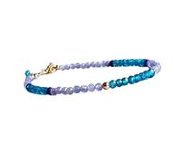 Bracelet en apatite et tanzanite, perles rondes de 3 à 3,5 mm, taille lisse, fermoir plaqué or, 17,8 cm, pour hommes et femmes | LK_STACK_06906