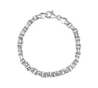 Bracelet en argent 925/- chaîne cage blanche 4 mm longueur 21 cm avec mousque...
