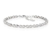 Bracelet en argent 925, de la collection Saint Valentin 2024, avec zircons blancs, couleur rhodium 16 + 3 cm épaisseur 3 mm, Argent sterling