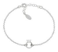 Bracelet en argent 925, de la collection Saint Valentin 2024, avec zircons blancs, couleur rhodium 16 + 3 cm charm diamètre 1 cm, Argent sterling