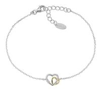 Bracelet en argent 925, de la collection Saint Valentin 2024, avec zircons blancs, couleur rhodium/or 16 + 3 cm charm diamètre 9 mm, Argent sterling