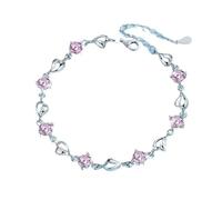 Bracelet en argent 925 pour femme, bracelets à breloques en forme de cœur de style rétro coréen, bijoux originaux avec cristaux bleus scintillants, cadeaux pour fête, One Size