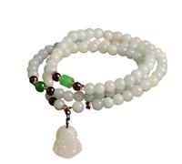 bracelet en argent， bracelet en chaîne Bracelet d'attraction de richesse Feng Shui, bracelet bouddha riant en jade, mascotte de pierres précieuses de jade, bracelet de jade vert, talisman, bracelet en