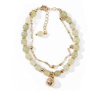 bracelet en argent， bracelet en chaîne Bracelet de jade naturel Feng Shui et bracelet de jade Tian Ruan Double couche Talisman Horloge Bijoux de vacances de luxe Bracelet en cristal de pierres précieu