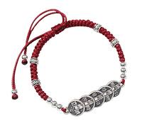 bracelet en argent， bracelet en chaîne Bracelet de richesse en argent, pièce de monnaie des cinq empereurs, bracelet Feng Shui, cordon rouge chinois, amulette porte-bonheur riche en argent antique, br