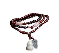 bracelet en argent， bracelet en chaîne Bracelet Feng Shui Gourd Wulou Gourd Garnet Premium A-level Jadéite Jade Gemstone Multicouche Talisman Bracelet en Cristal for la Richesse et la Bonne Chance for