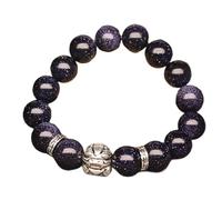 bracelet en argent， bracelet en chaîne Feng Shui richesse Pixiu bracelet en argent pur grès bleu Piyao bracelet en argent antique tibétain motif grain pierre précieuse bracelet à breloques élastique u