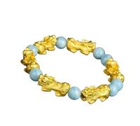 bracelet en argent， bracelet en chaîne Feng Shui Yaguang Gold Pixiu Bracelet de richesse anti-mal, pierre bleue de mer, pierre précieuse de cristal rare, bracelet bleu, talisman de bon augure 8 mm, po