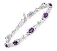 Bracelet en argent massif 925/- rhodié brillant améthyste violet véritable...