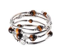 Bracelet en argent pour femme, bracelet multicouche en pierre de lave, turquoise, œil de tigre, spirale, bracelet mémoire, bijoux en argent, taille unique, Pierre