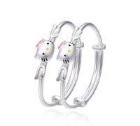 Bracelet en argent pur S999, bracelet pour enfant, bracelet pleine lune, argent, une paire