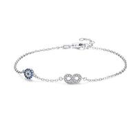 Bracelet en argent sterling 925 avec symbole infini du mauvais œil Bleu Longueur réglable 16-17-18 cm, taille unique, Argent sterling, Oxyde de zirconium