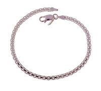 Bracelet en argent sterling 925 avec une chaîne Bismarck de 18,5 cm, 3 mm de large.