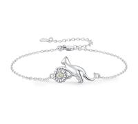 Bracelet en argent sterling 925 en forme de cœur / noir / chat blanc / chat marguerite / éternité pour la Saint-Valentin, la fête des mères, un anniversaire, Noël, cadeau pour elle, femme, petite amie
