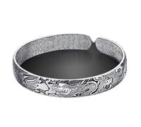 Bracelet En Argent Sterling 925, Les Hommes Et Les Femmes Vintage Thai Silver Dragon Et Phoenix, Bangles Fashion Bracelet Argent 925 Bijoux, Accessoires Bracelet D'Amitié Cadeau Couple Festival
