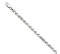Bracelet en argent sterling 925 massif poli de 3,5 mm avec corde de coupe D de 20 cm pour homme et femme