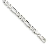 Bracelet en argent sterling 925 massif poli de 6,5 mm avec chaîne figaro de 18 cm pour homme et femme