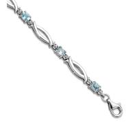 Bracelet en argent sterling 925 plaqué rhodium avec topaze bleu suisse clair et diamant 4,17 mm de large pour femme
