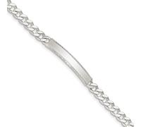 Bracelet en argent sterling 925 poli avec gravure sur le devant uniquement - Gourmette gravée - 20 cm - Fermoir mousqueton - 5 mm de large - Pour femme