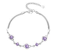 Bracelet en argent sterling 925 pour femme - Bracelet réglable en forme de cœur - Oxyde de zirconium - Costume occidental, taille unique, Cuivre, Pas de gemme