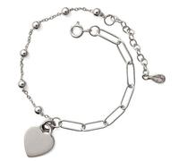 Bracelet en argent sterling 925m 17 cm. 4 mm. combiné avec 4 mm. 16 mm. pendentif coeur.