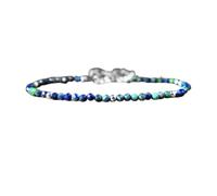 Bracelet en azurite malachite, perles rondes à facettes de 2 à 2,5 mm, fermoir plaqué argent réglable de 17,8 cm, pour hommes et femmes | LK_STACK_00914