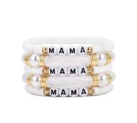 Bracelet en bambou épais incurvé empilable avec perles colorées en acrylique transparent extensible - Cadeau pour meilleurs amis, couples, membres de la famille, frères et sœurs, sœurs, amoureuses, 7