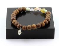 Bracelet en béryl-organite du Brésil + perles en bois de 8 mm